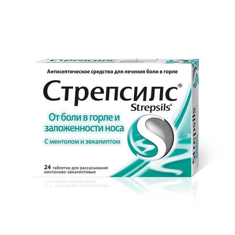 Стрепсилс с ментолом и эвкалиптом, 24 шт